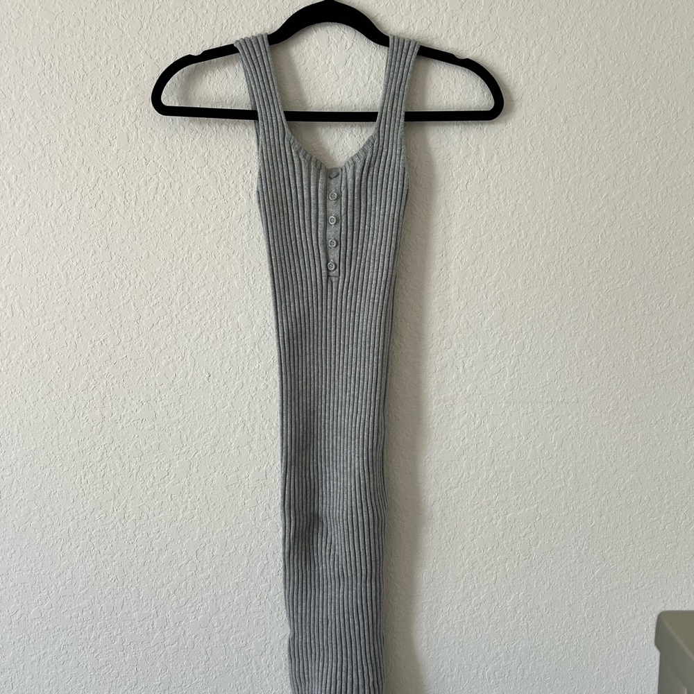 Urban Outfitters Gray Ribbed Midi Dress